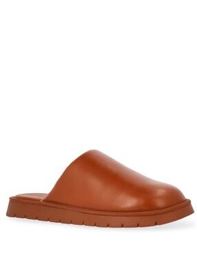 Free Assembly Women's Cognac Faux Leather Slip On Mules NWT size 8.5